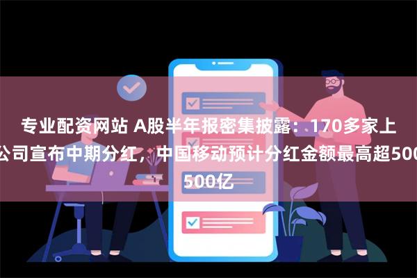 专业配资网站 A股半年报密集披露：170多家上市公司宣布中期