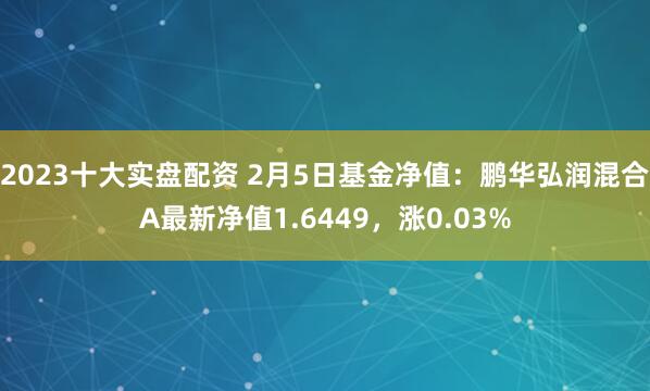 2023十大实盘配资 2月5日基金净值：鹏华弘润混合A最新净值1.6449，涨0.03%