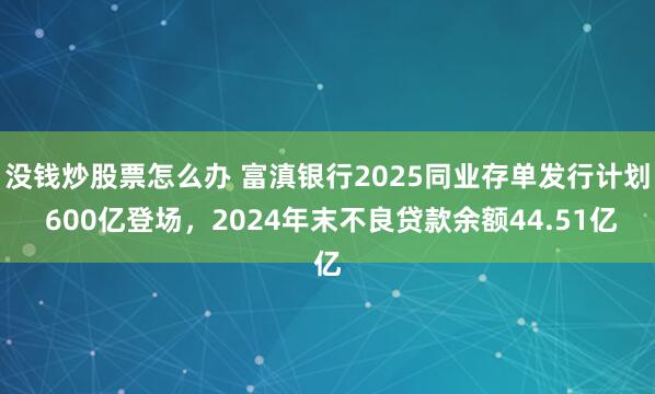 没钱炒股票怎么办 富滇银行2025同业存单发行计划 600亿登场，2024年末不良贷款余额44.51亿