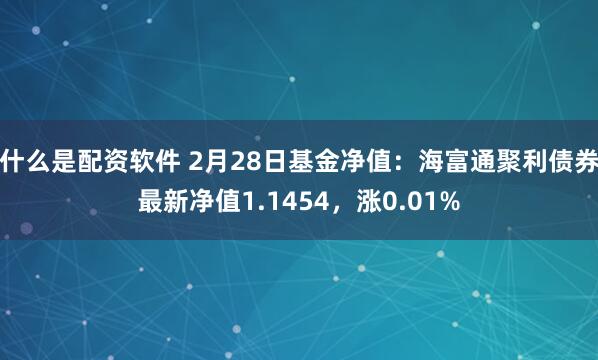 什么是配资软件 2月28日基金净值：海富通聚利债券最新净值1.1454，涨0.01%