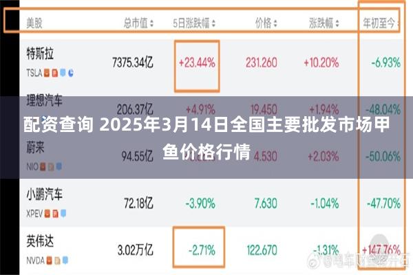 配资查询 2025年3月14日全国主要批发市场甲鱼价格行情